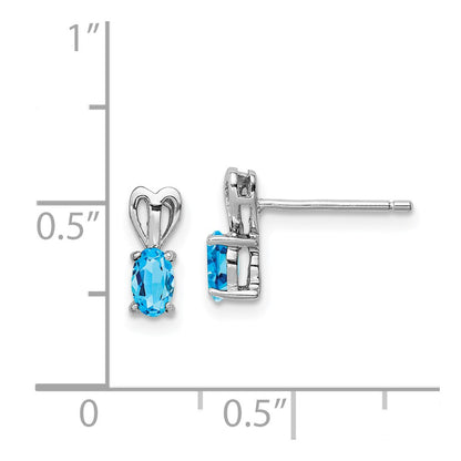 Sterling Silver Rhodium-Plated Light Swiss Blue Topaz Earrings