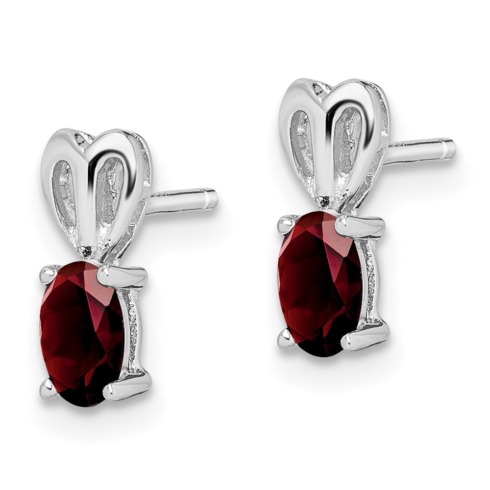 Sterling Silver Rhodium-Plated Garnet Earrings