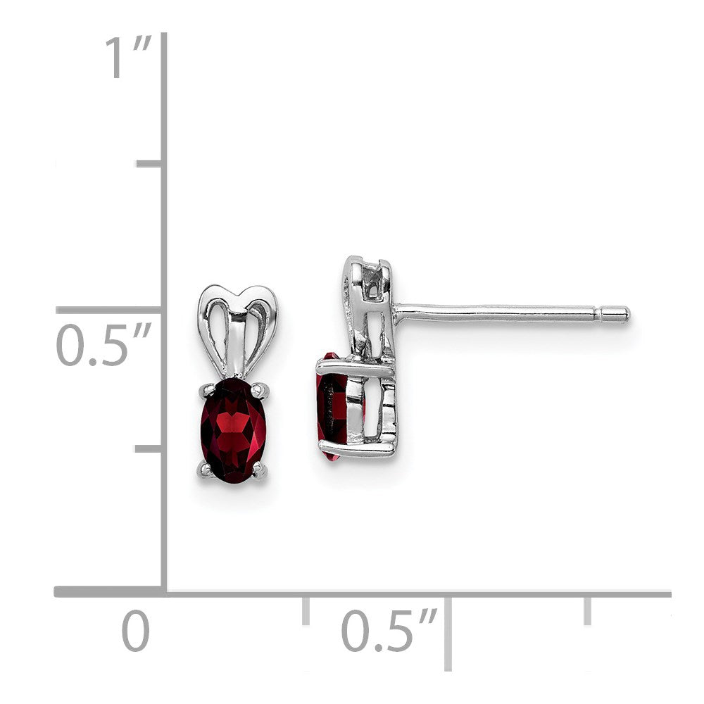 Sterling Silver Rhodium-Plated Garnet Earrings