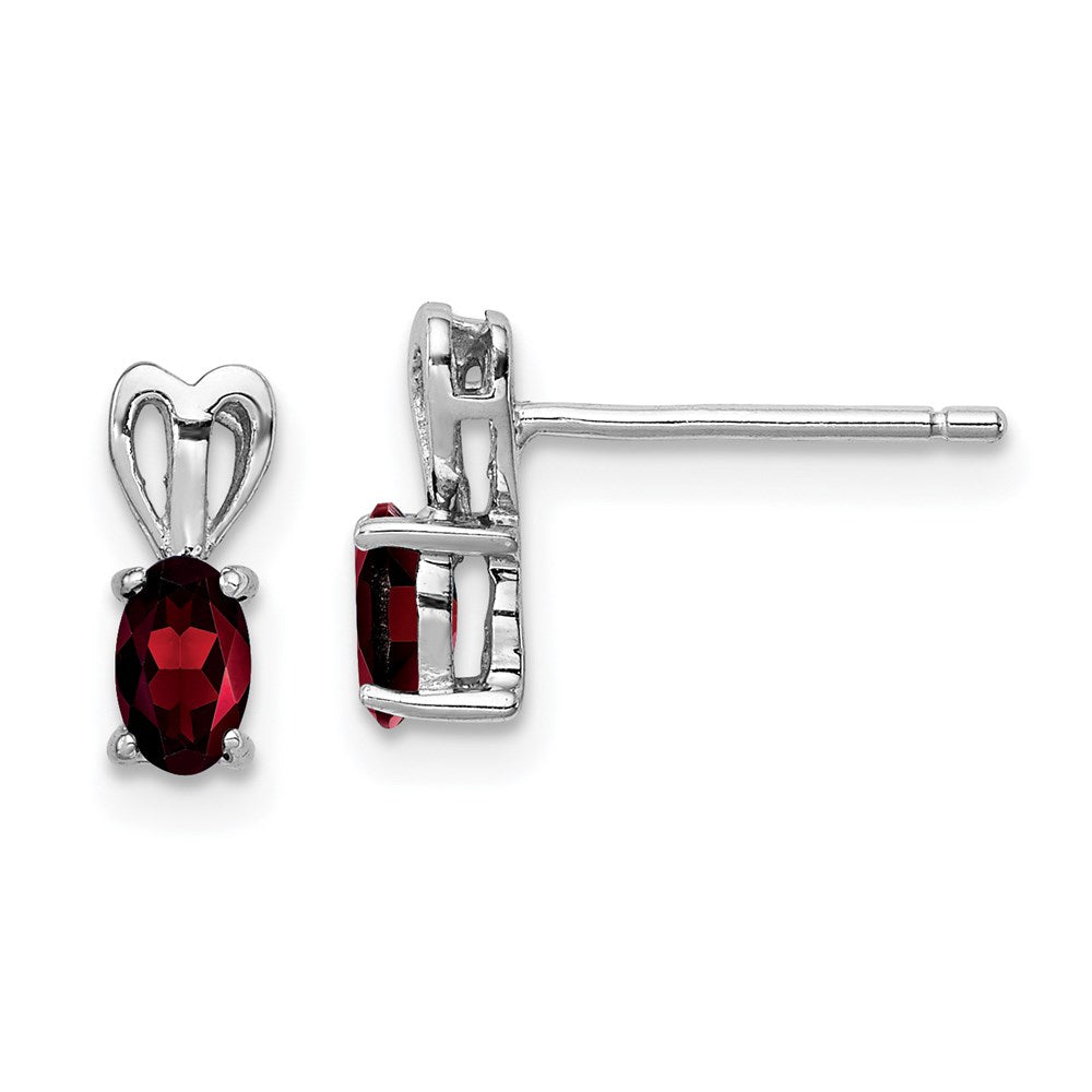 Sterling Silver Rhodium-Plated Garnet Earrings