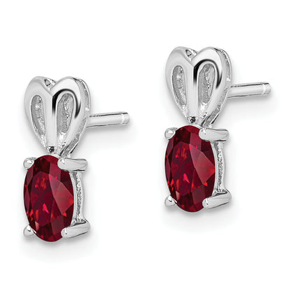 Sterling Silver Rhodium-Plated Created Ruby Earrings