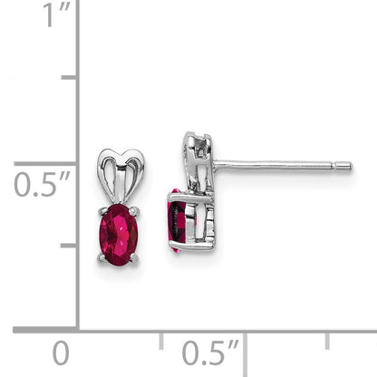 Sterling Silver Rhodium-Plated Created Ruby Earrings