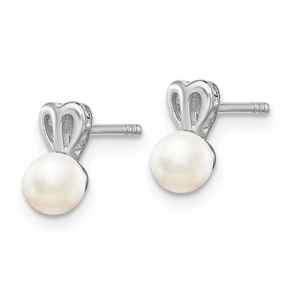 Sterling Silver Rhodium-Plated Fw Cultured Pearl Earrings