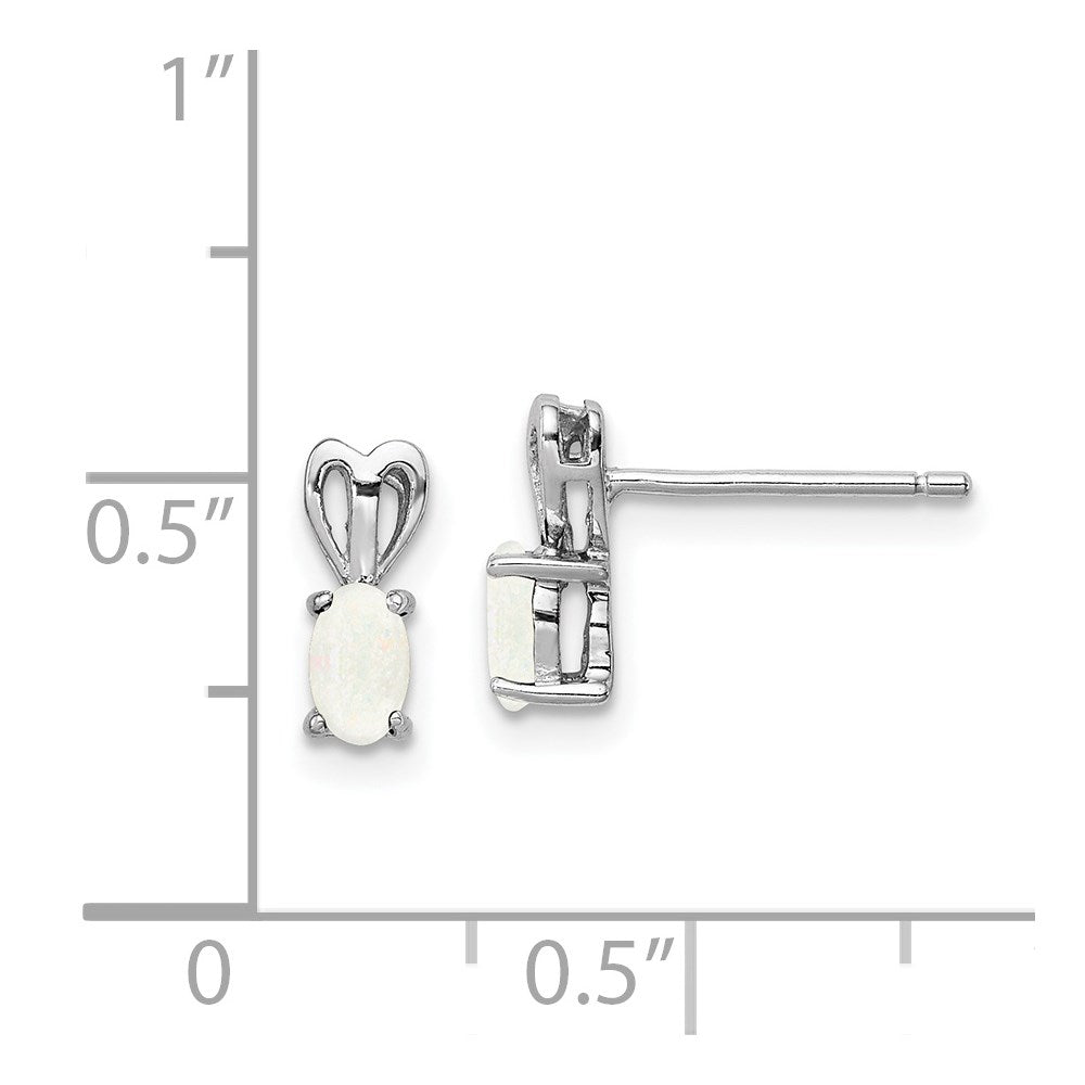 Sterling Silver Rhodium-Plated Created Opal Earrings