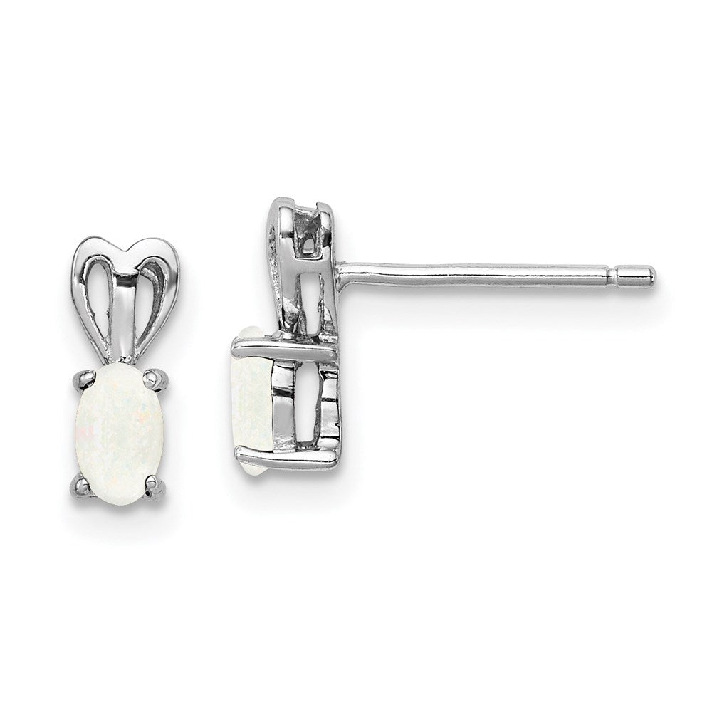 Sterling Silver Rhodium-Plated Created Opal Earrings