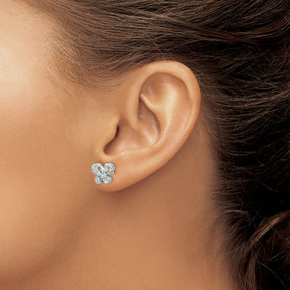 Sterling Silver Rhodium-Plated Aquamarine Earrings