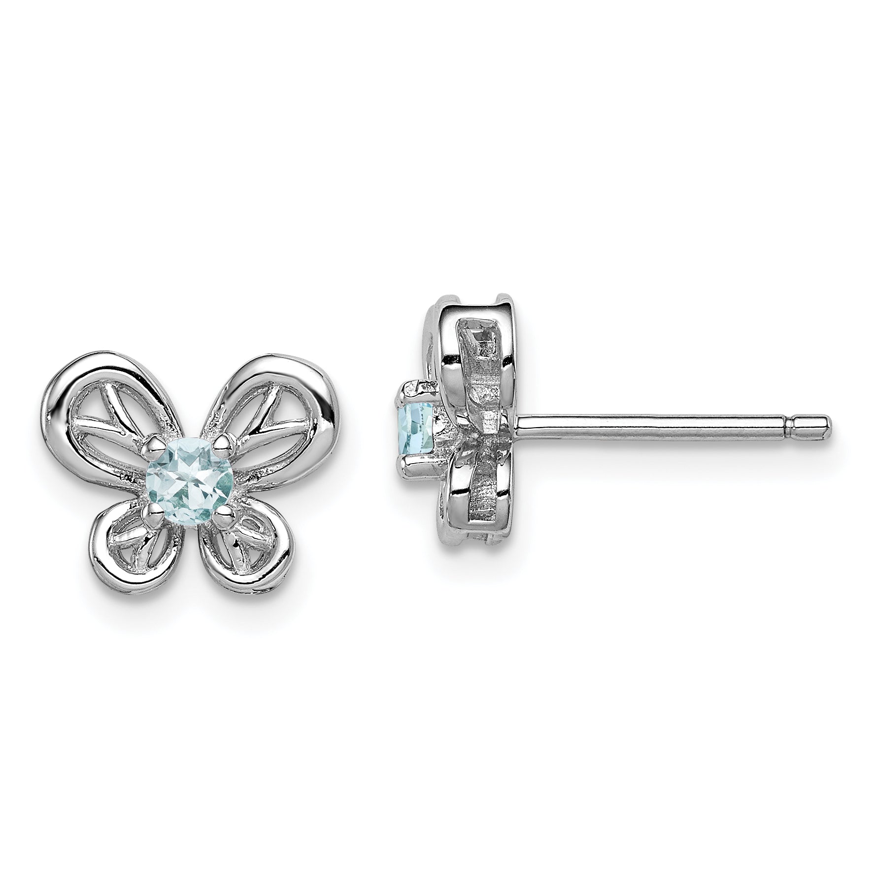 Sterling Silver Rhodium-Plated Aquamarine Earrings