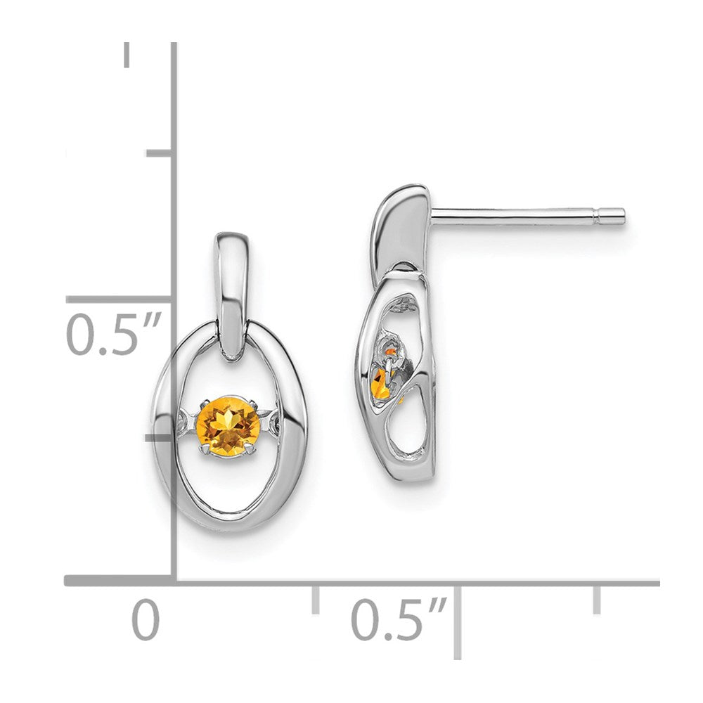 Sterling Silver Rhodium Citrine Birthstone Vibrant Earrings