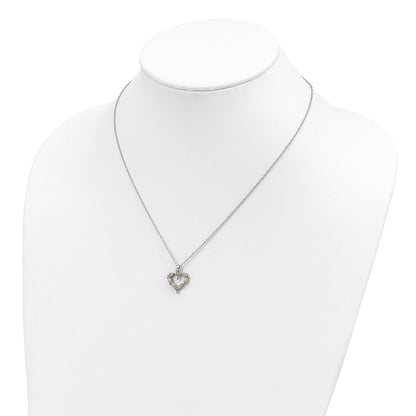 Sterling Silver Landstrom'S Mt. Rushmore Black Hills 12K Gold Accents Open Heart 18 Inch Spring Ring Clasp Necklace