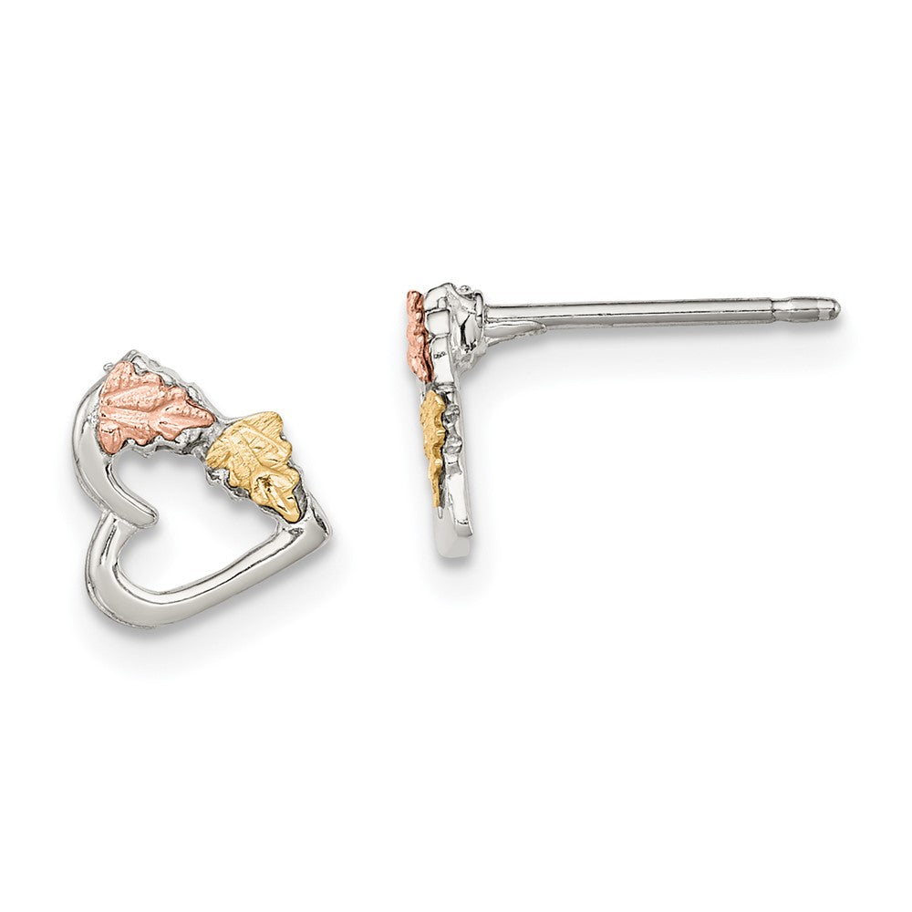 Sterling Silver Landstrom'S Mt. Rushmore Black Hills 12K Gold Accents Heart Post Stud Earrings