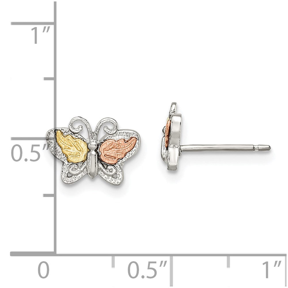 Sterling Silver Landstrom'S Mt. Rushmore Black Hills 12K Gold Accents Butterfly Post Stud Earrings