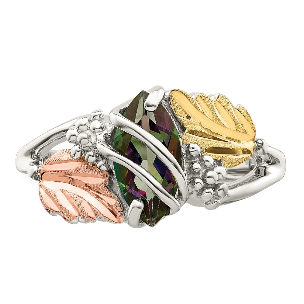 Sterling Silver Landstrom'S Mt. Rushmore Black Hills 12K Gold Accents Mystic Fire Topaz Ring
