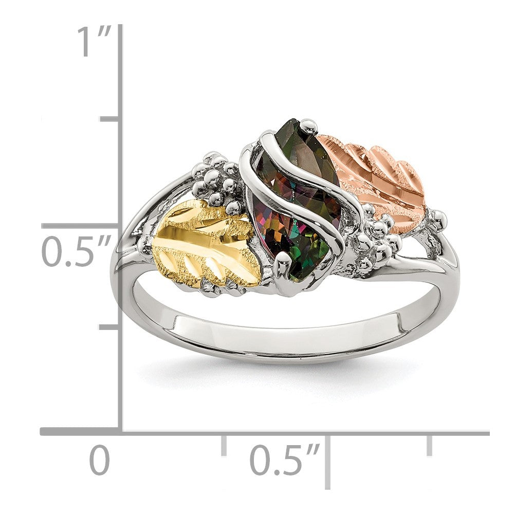 Sterling Silver Landstrom'S Mt. Rushmore Black Hills 12K Gold Accents Mystic Fire Topaz Ring