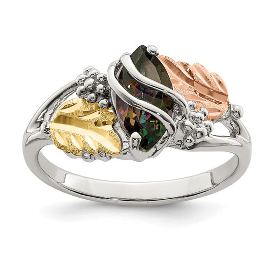 Sterling Silver Landstrom'S Mt. Rushmore Black Hills 12K Gold Accents Mystic Fire Topaz Ring