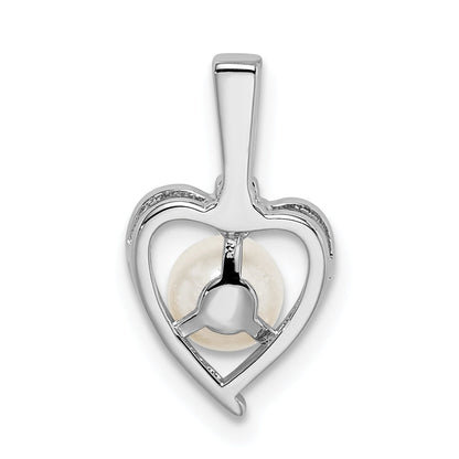 Sterling Silver Rhodium-Plated Fw Cultured Pearl & Diam. Pendant