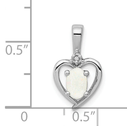Sterling Silver Rhodium-Plated Created Opal & Diam. Pendant