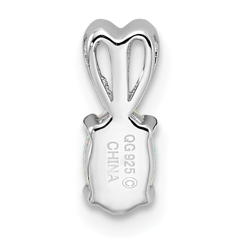 Sterling Silver Rhodium-Plated Created Opal Pendant