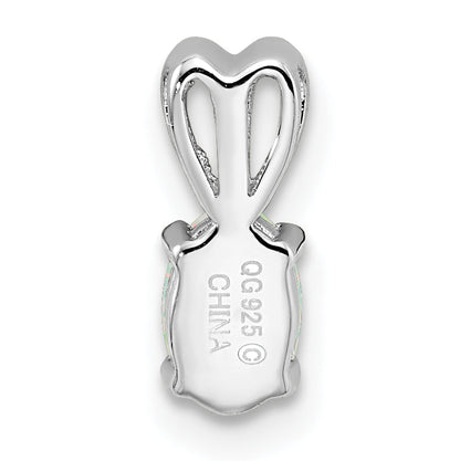 Sterling Silver Rhodium-Plated Created Opal Pendant