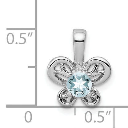 Sterling Silver Rhodium-Plated Aquamarine Pendant