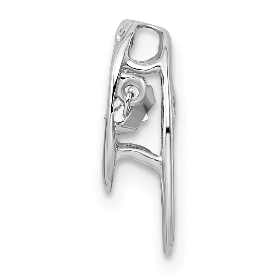 Sterling Silver Rhodium Cz Birthstone Vibrant Chain Slide