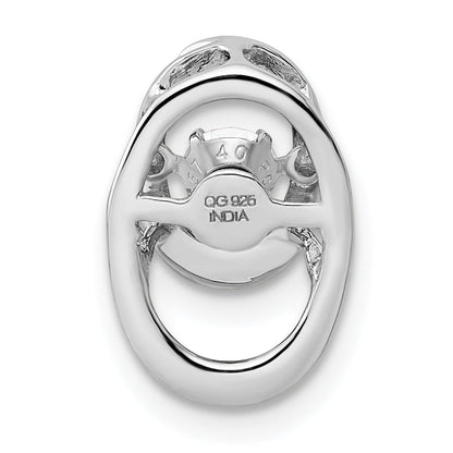 Sterling Silver Rhodium Cz Birthstone Vibrant Chain Slide