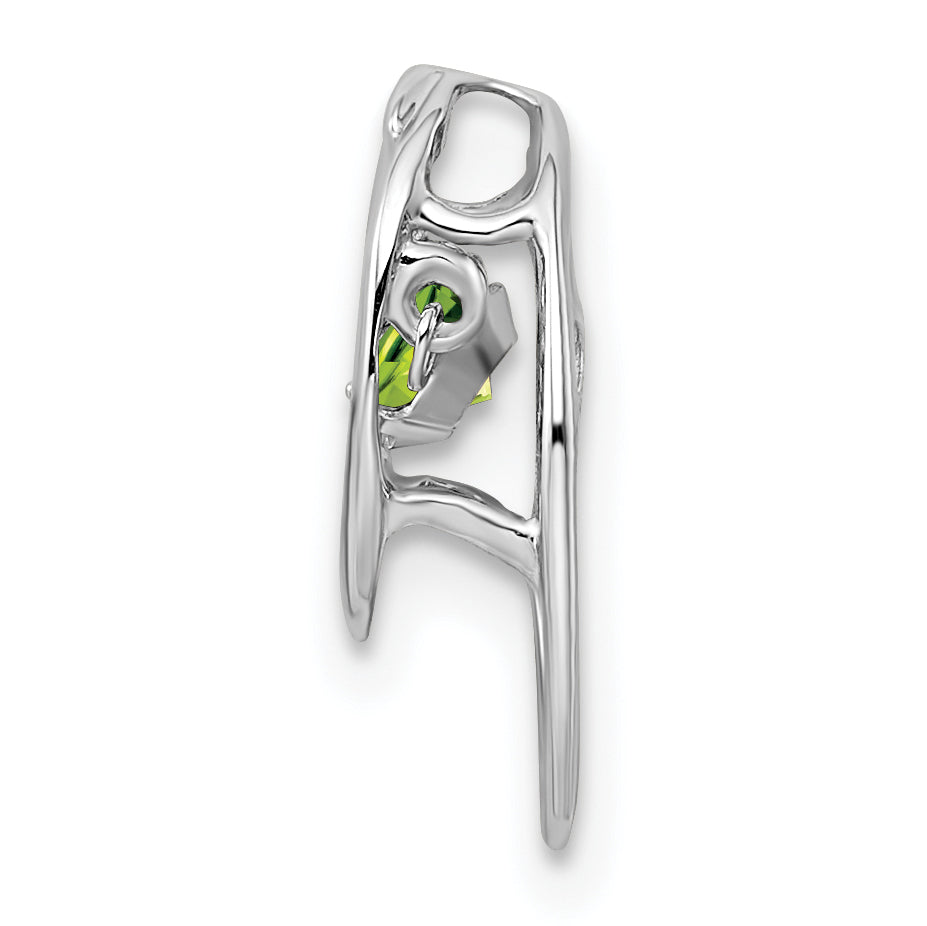 Sterling Silver Rhodium Peridot Birthstone Vibrant Chain Slide