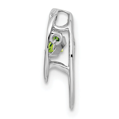 Sterling Silver Rhodium Peridot Birthstone Vibrant Chain Slide