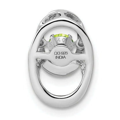 Sterling Silver Rhodium Peridot Birthstone Vibrant Chain Slide