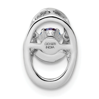 Sterling Silver Rhodium Created Alexandrite Birthstone Vibrant Chain Slide