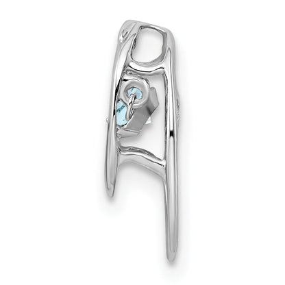 Sterling Silver Rhodium Aquamarine Birthstone Vibrant Chain Slide
