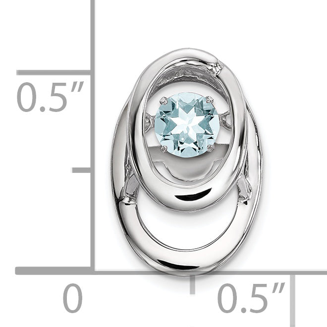 Sterling Silver Rhodium Aquamarine Birthstone Vibrant Chain Slide