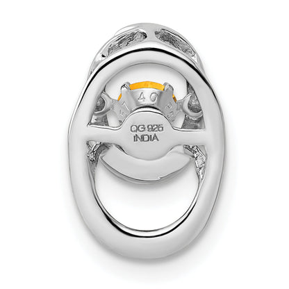 Sterling Silver Rhodium Citrine Birthstone Vibrant Chain Slide