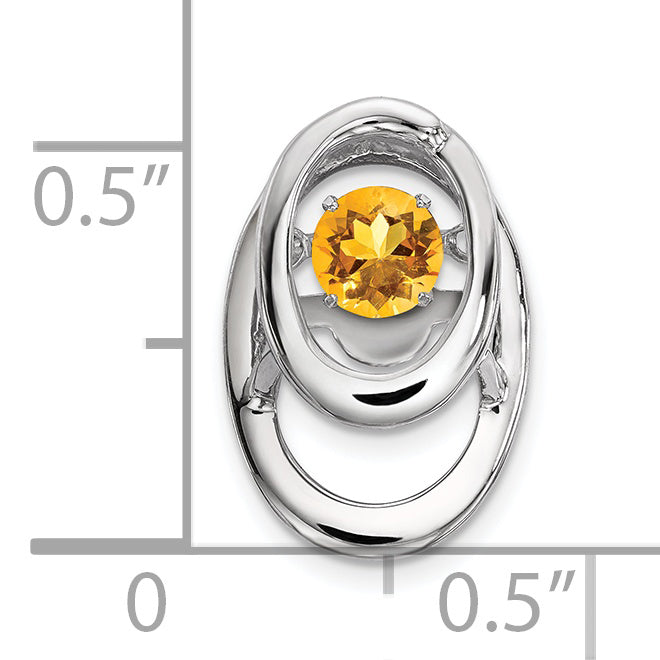 Sterling Silver Rhodium Citrine Birthstone Vibrant Chain Slide