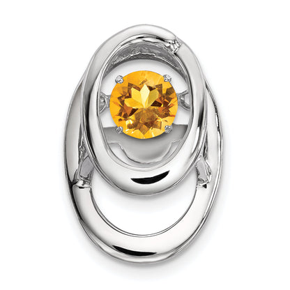 Sterling Silver Rhodium Citrine Birthstone Vibrant Chain Slide