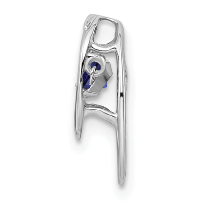 Sterling Silver Rhodium Created Sapphire Birthstone Vibrant Chain Slide
