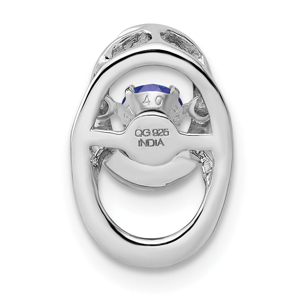 Sterling Silver Rhodium Created Sapphire Birthstone Vibrant Chain Slide