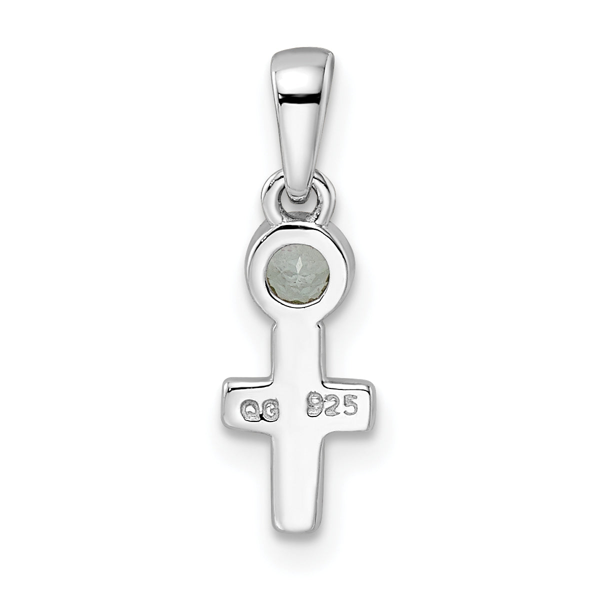 Sterling Silver Rhodium-Plated Polished White Topaz Cross Pendant
