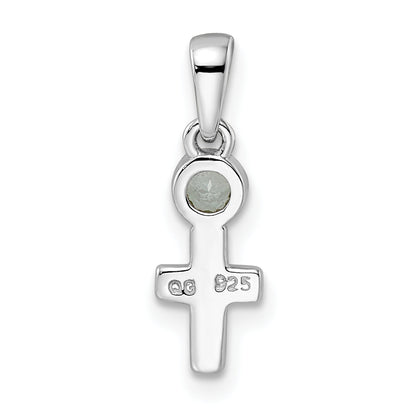 Sterling Silver Rhodium-Plated Polished White Topaz Cross Pendant