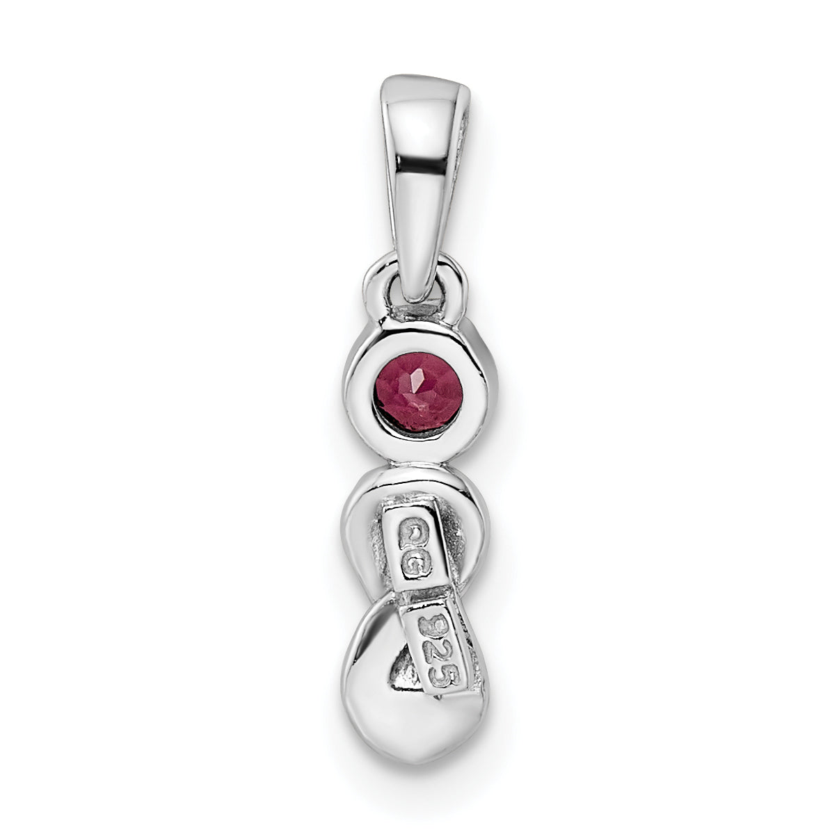 Sterling Silver Rhodium-Plated Rhodolite Garnet Infinity Birthstone Pendant