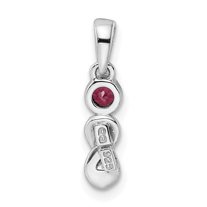 Sterling Silver Rhodium-Plated Rhodolite Garnet Infinity Birthstone Pendant
