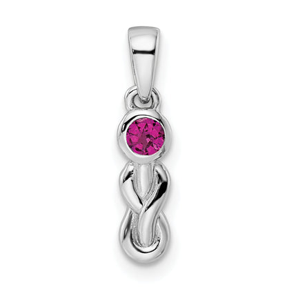Sterling Silver Rhodium-Plated Rhodolite Garnet Infinity Birthstone Pendant