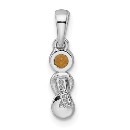 Sterling Silver Rhodium-Plated Polished Citrine Infinity Birthstone Pendant