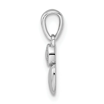 Sterling Silver Rhodium-Plated Polished White Topaz Heart Pendant