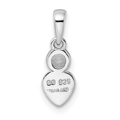Sterling Silver Rhodium-Plated Polished White Topaz Heart Pendant