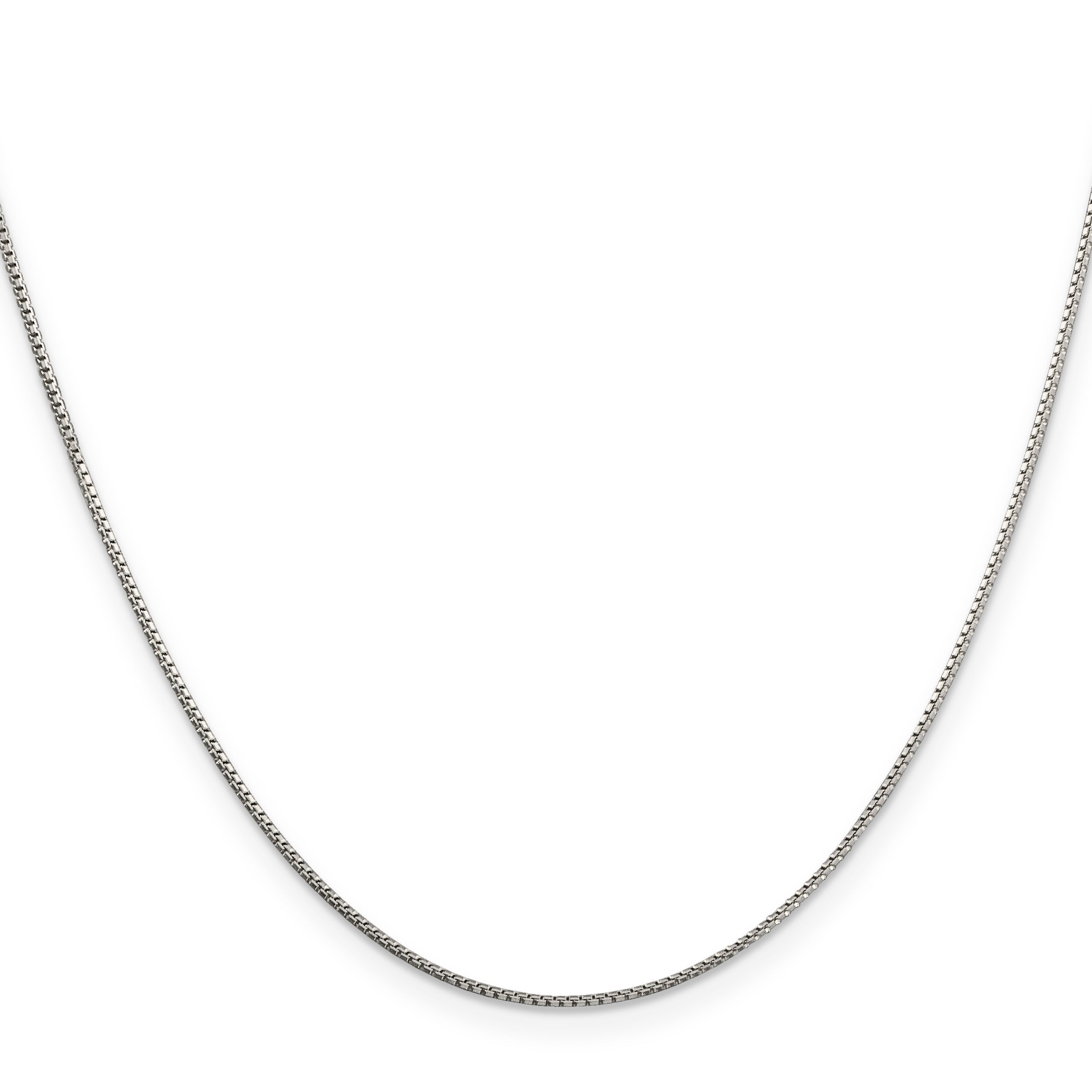 18 Inch Sterling Silver 1mm 8 Sided Diamond-Cut Box Chain W/2In Ext.