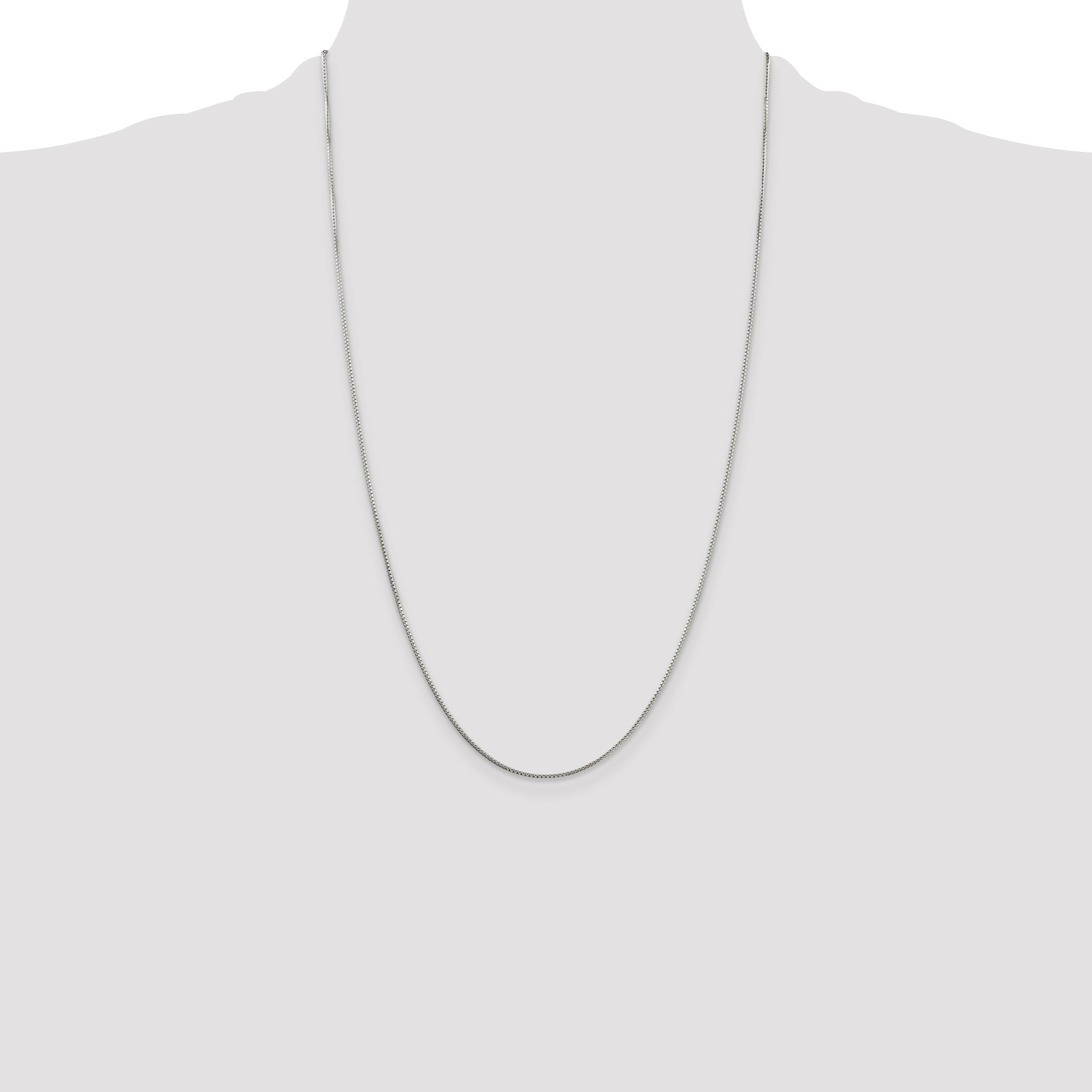 26 Inch Sterling Silver 1mm 8 Sided Diamond-Cut Box Chain Necklace