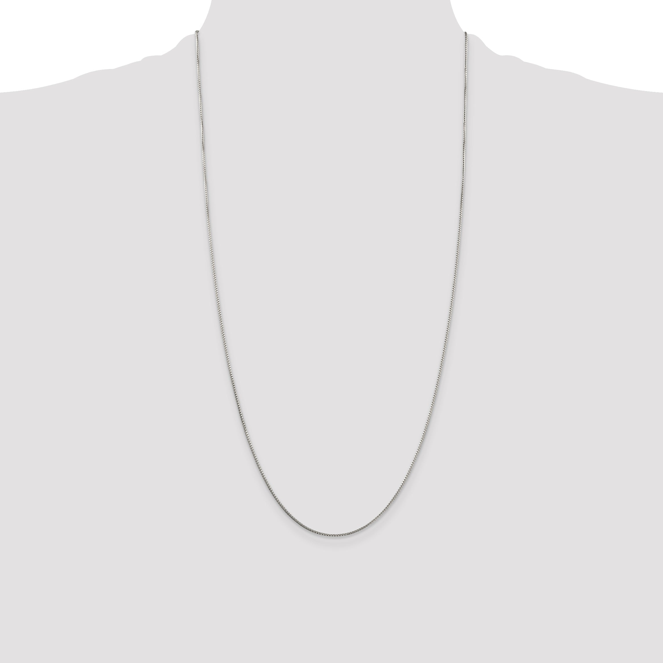 28 Inch Sterling Silver 1mm 8 Sided Diamond-Cut Box Chain Necklace