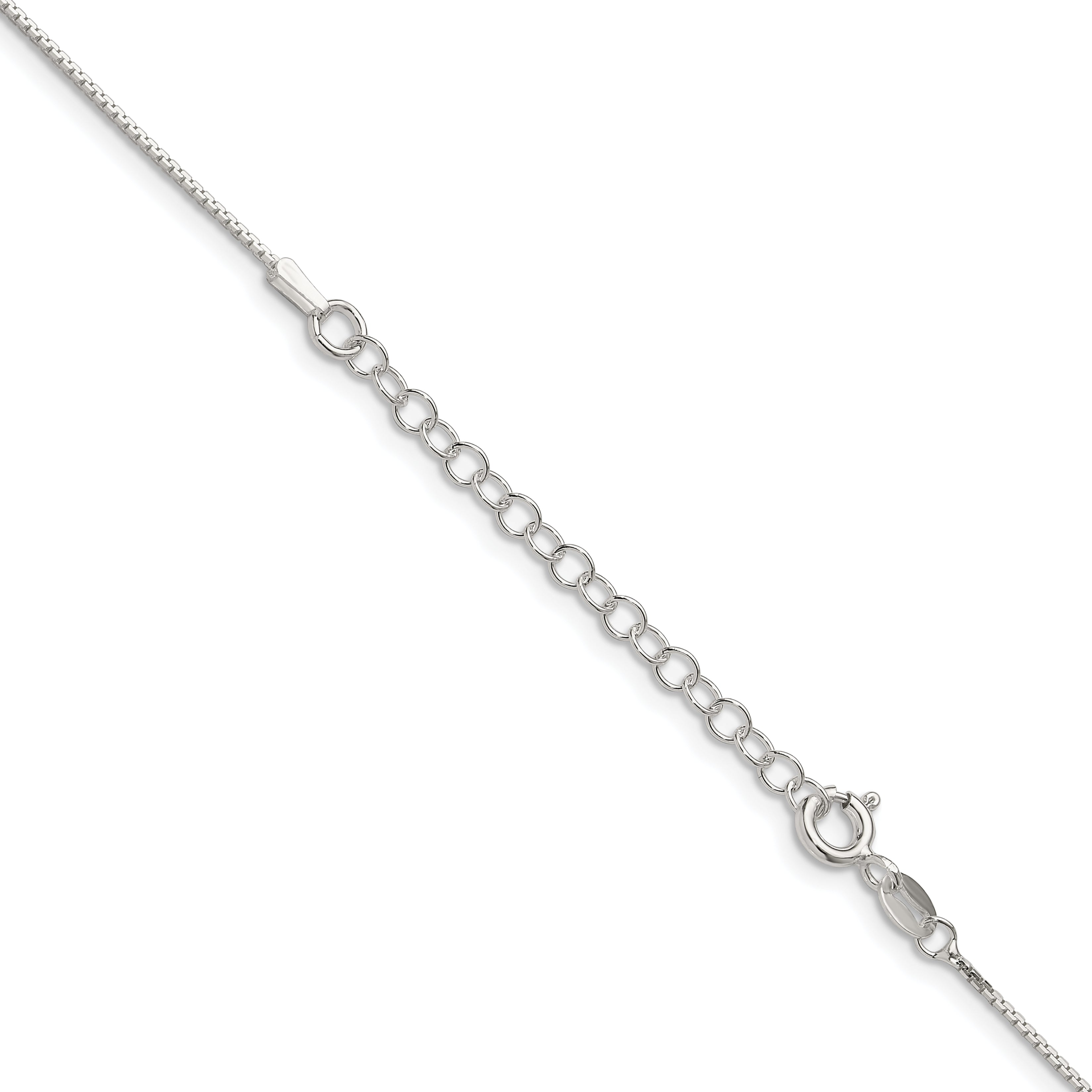 18 Inch Sterling Silver 1mm 8 Sided Diamond-Cut Box Chain W/2In Ext.