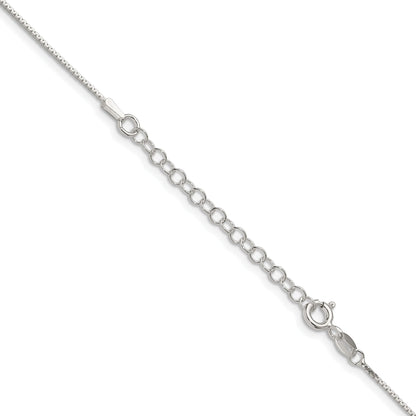 18 Inch Sterling Silver 1mm 8 Sided Diamond-Cut Box Chain W/2In Ext.