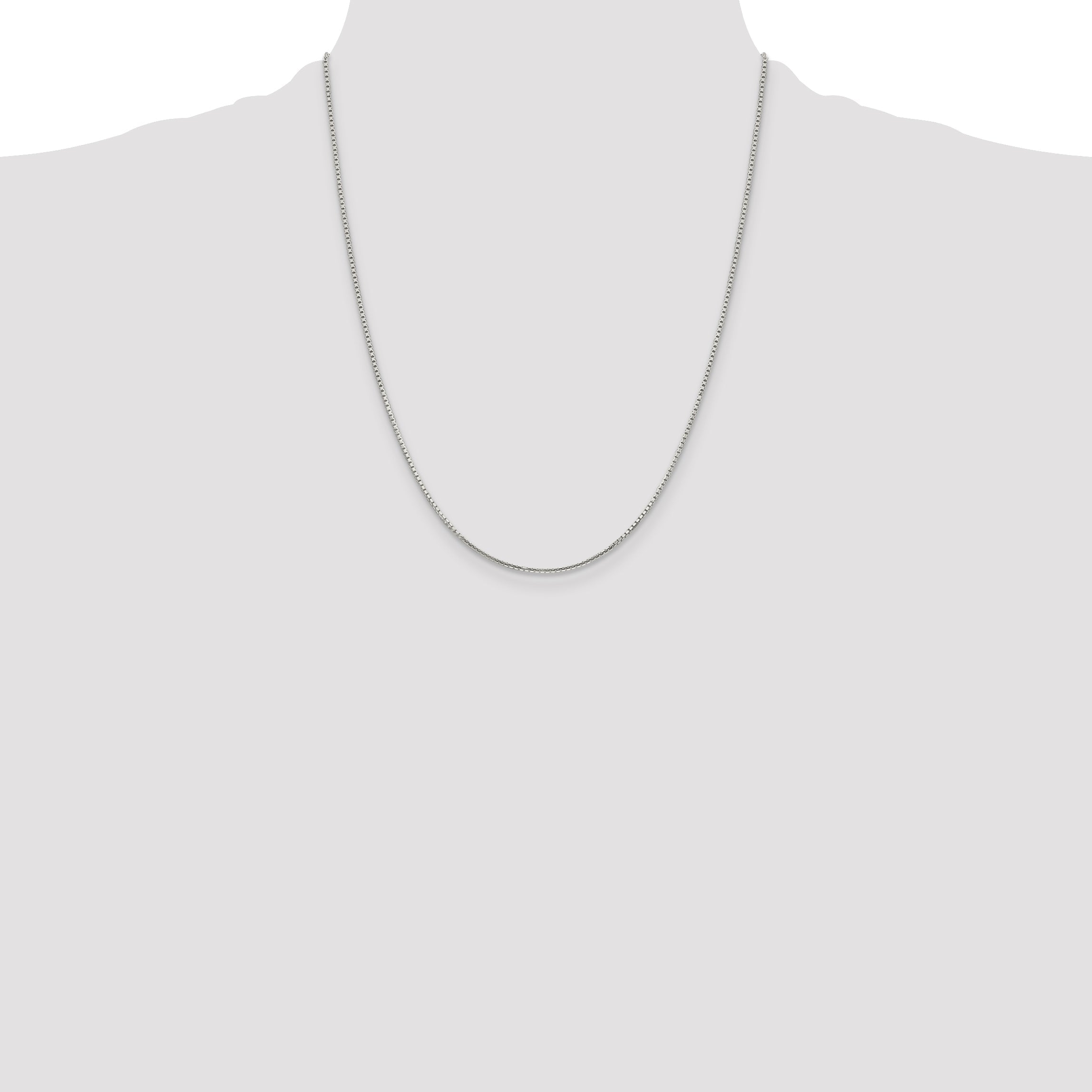 22 Inch Sterling Silver 1.25mm 8 Sided Diamond-Cut Box Chain Necklace